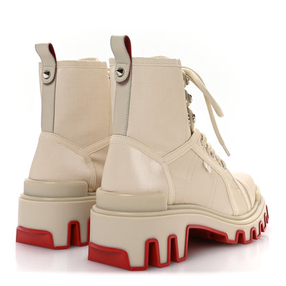 Christian Louboutin Toile Enduite Calfskin Mens Panaroot Dune Flat Boots 42 Natural 5 of 9