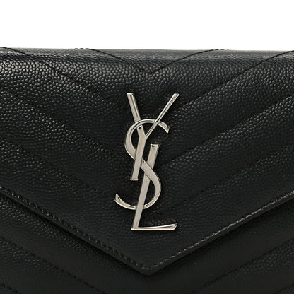 Saint Laurent Grain De Poudre Matelasse Chevron Small Monogram Passport Case Black 8 of 8