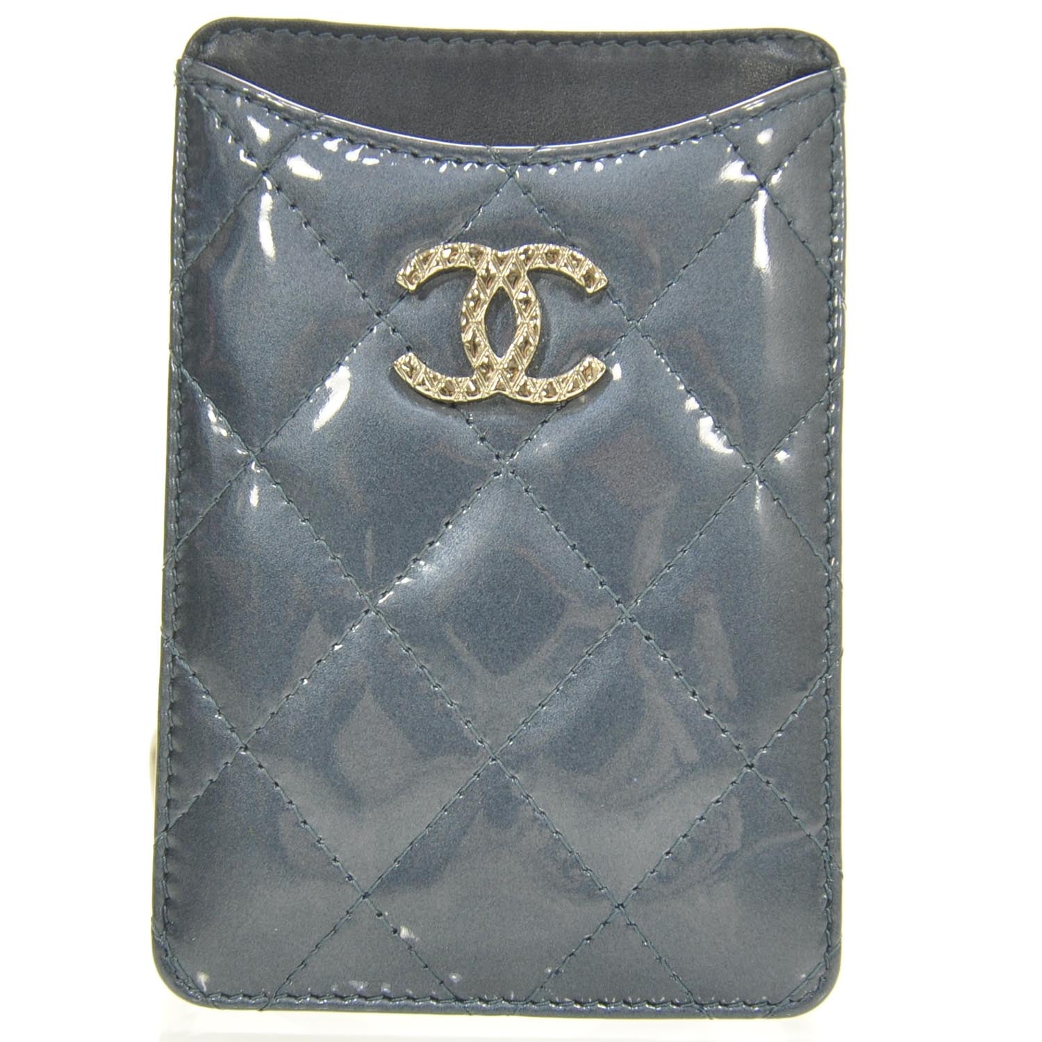 Chanel Patent Quilted iPhone Case Blue 1 of 7