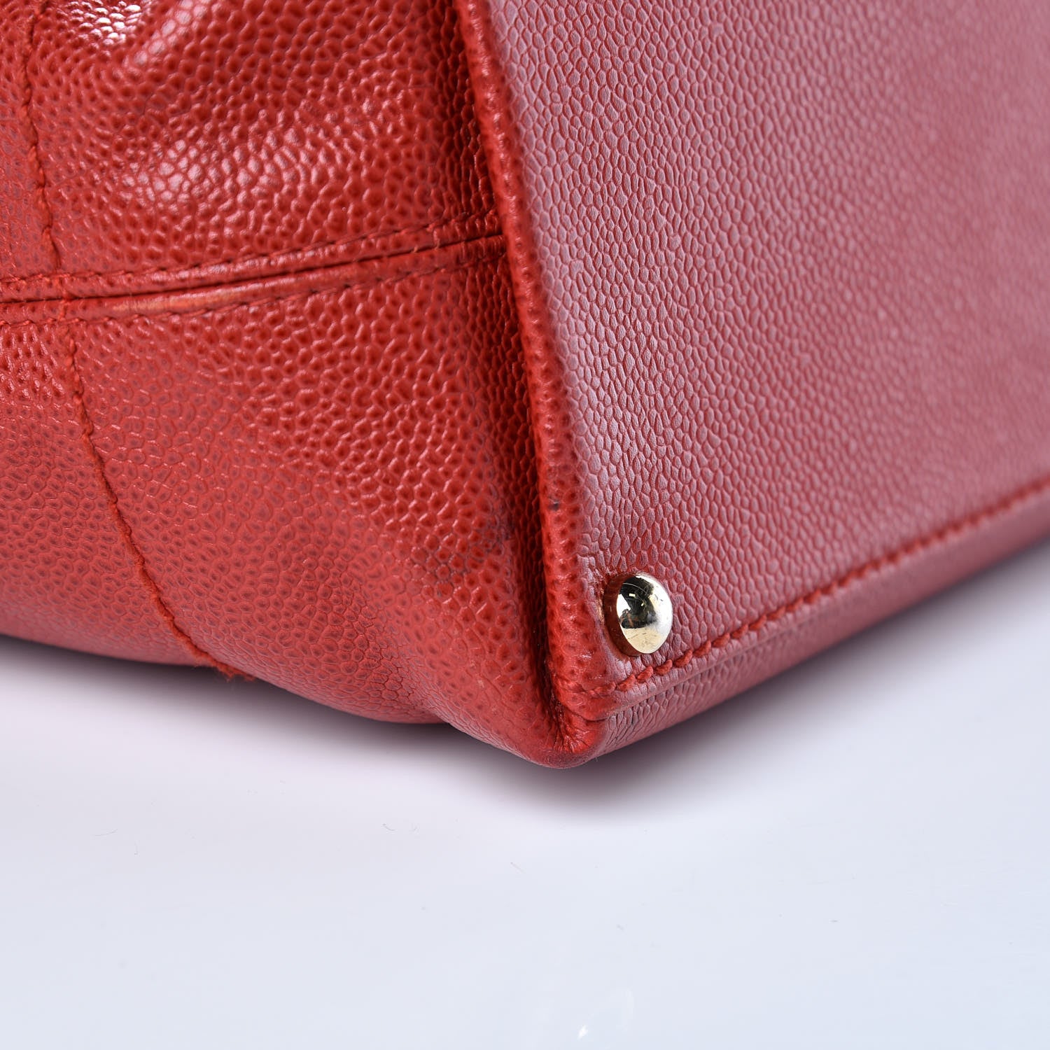 Chanel Caviar CC Drawstring Shoulder Bag Red 10 of 13