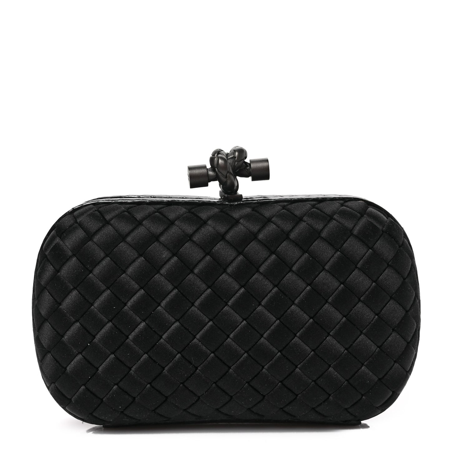Satin Ayers Intrecciato Chain Knot Clutch Black