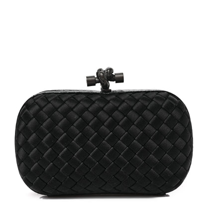 Bottega Veneta Satin Ayers Intrecciato Chain Knot Clutch Black 1 of 8