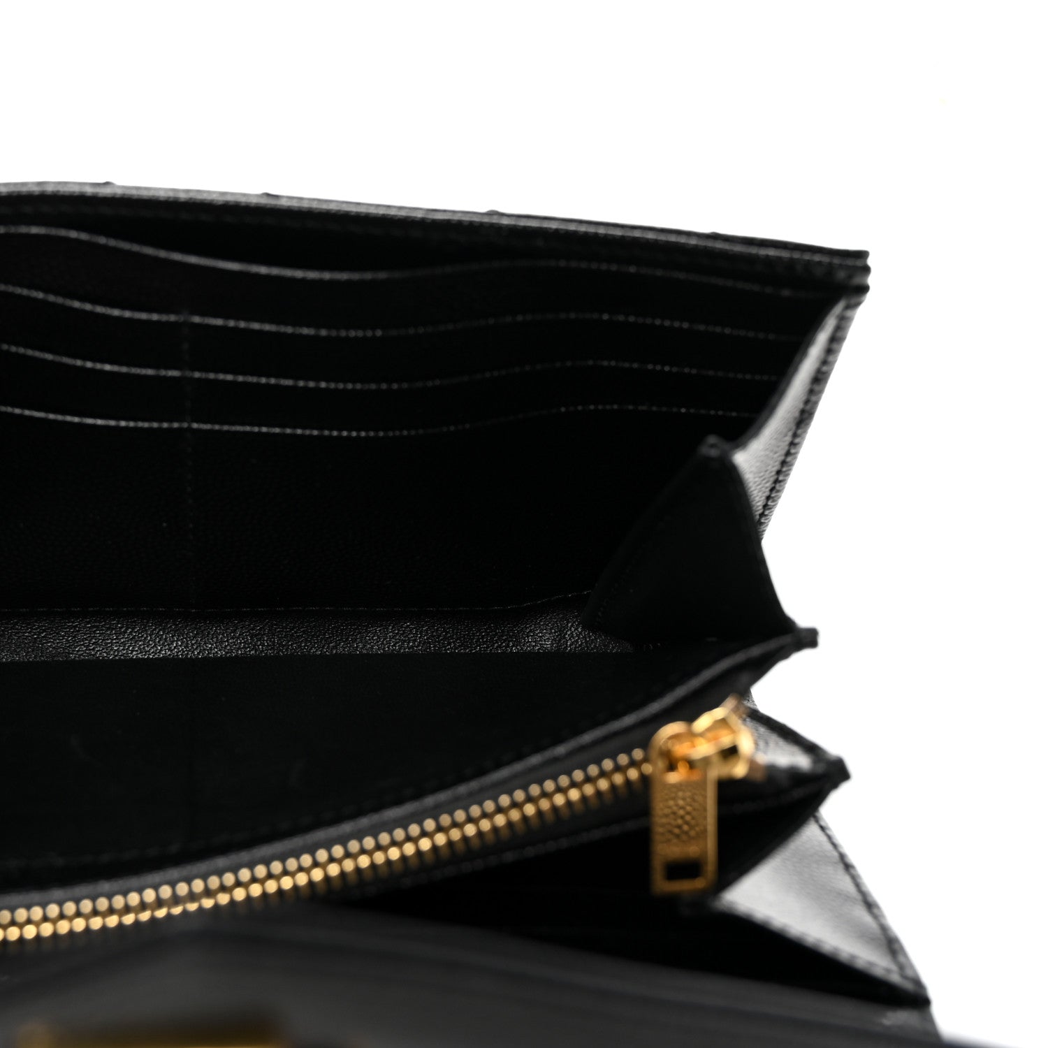 Saint Laurent Grain De Poudre Matelasse Chevron Monogram Flap Wallet Black 5 of 7