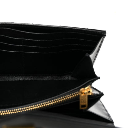 Saint Laurent Grain De Poudre Matelasse Chevron Monogram Flap Wallet Black 5 of 7