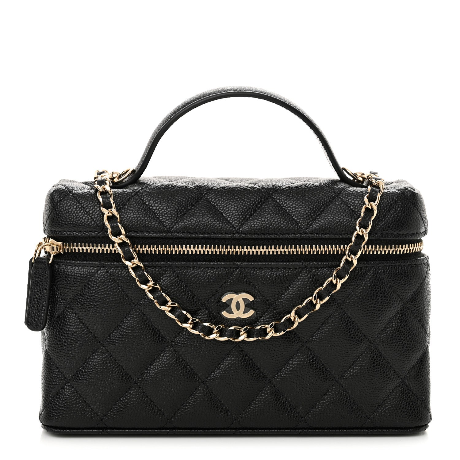 Chanel Caviar Quilted Top Handle Slim Vanity With Chain Black 1 of 11