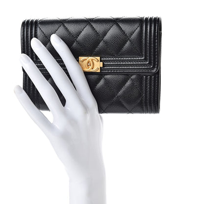 Chanel Caviar Quilted Medium Boy Flap Wallet Black 2 of 9