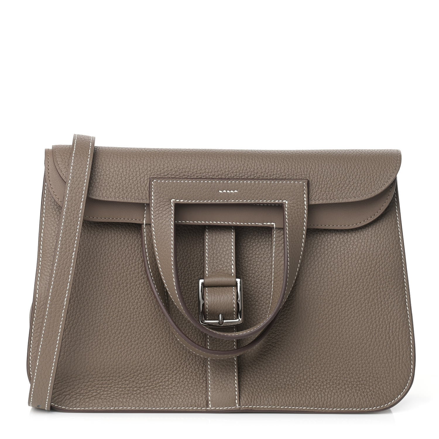 Hermes Taurillon Clemence Halzan 31 GM Etoupe 1 of 9