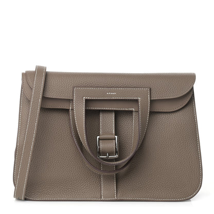Hermes Taurillon Clemence Halzan 31 GM Etoupe 1 of 9