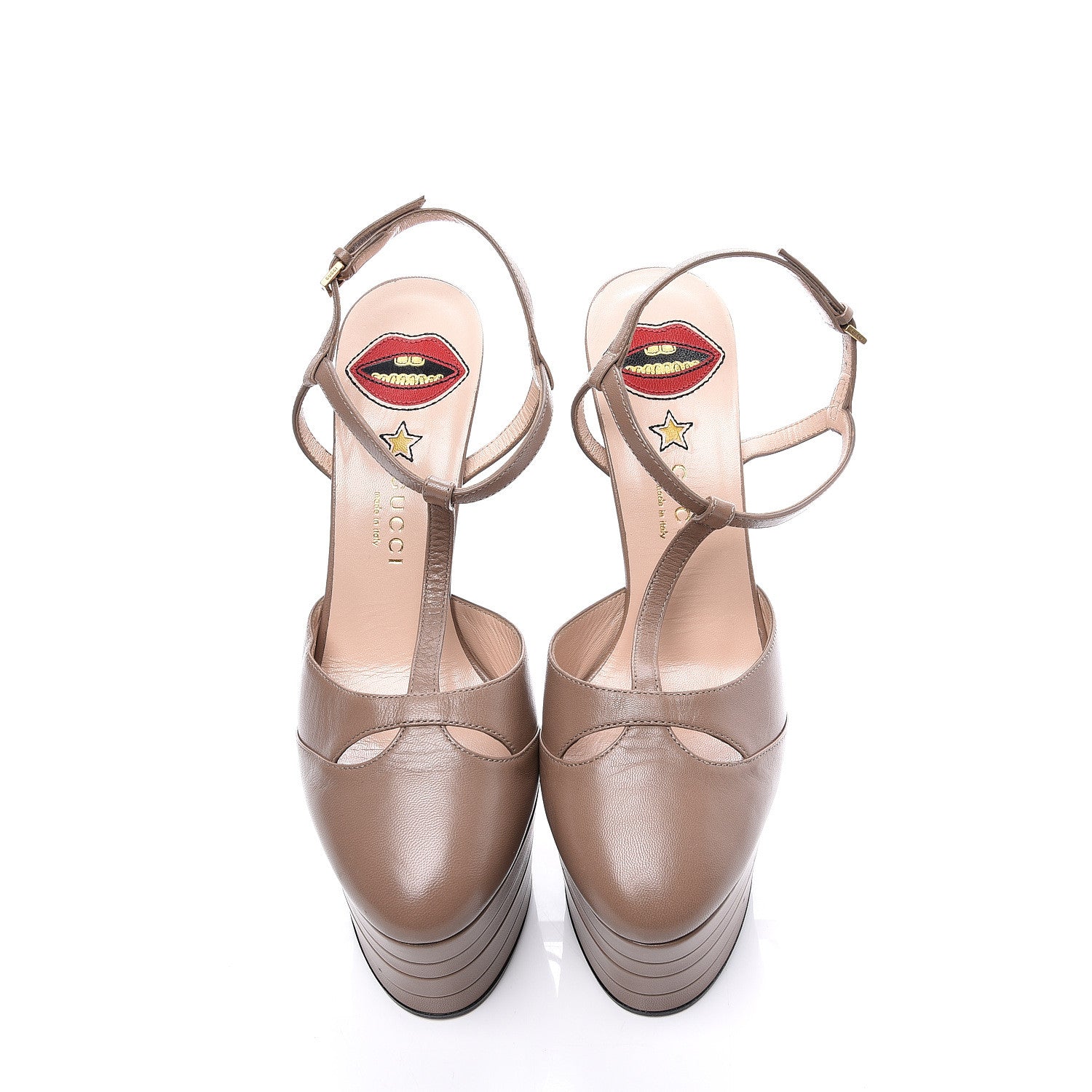 Gucci Malaga Kid Angel T-Strap Platform High Heel Pumps 38 Porcelain Rose 5 of 9