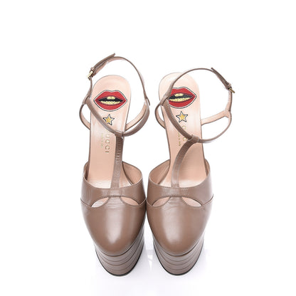 Gucci Malaga Kid Angel T-Strap Platform High Heel Pumps 38 Porcelain Rose 5 of 9