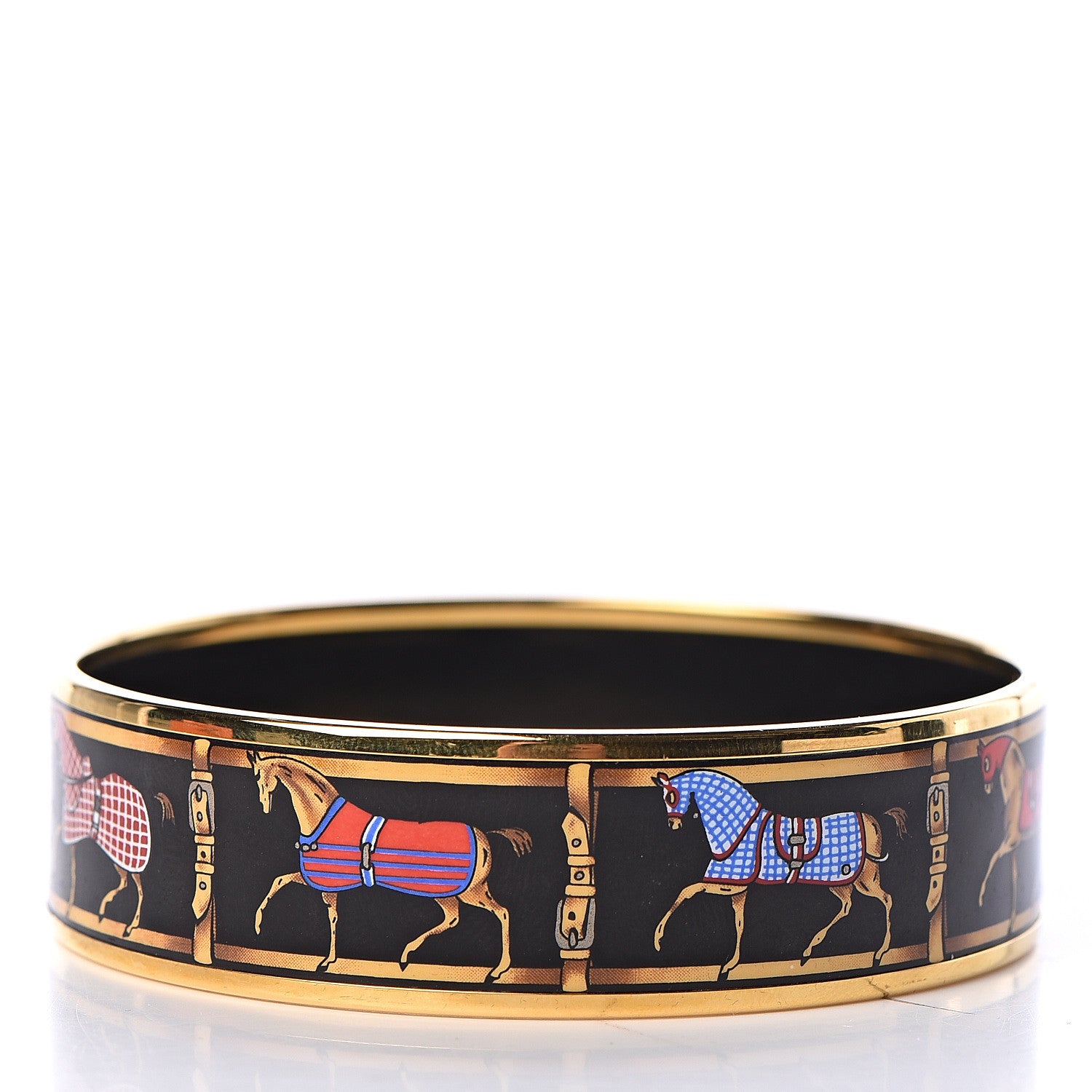 Hermes Enamel Printed Tenues Et Couvertures Wide Bracelet 70 3 of 6