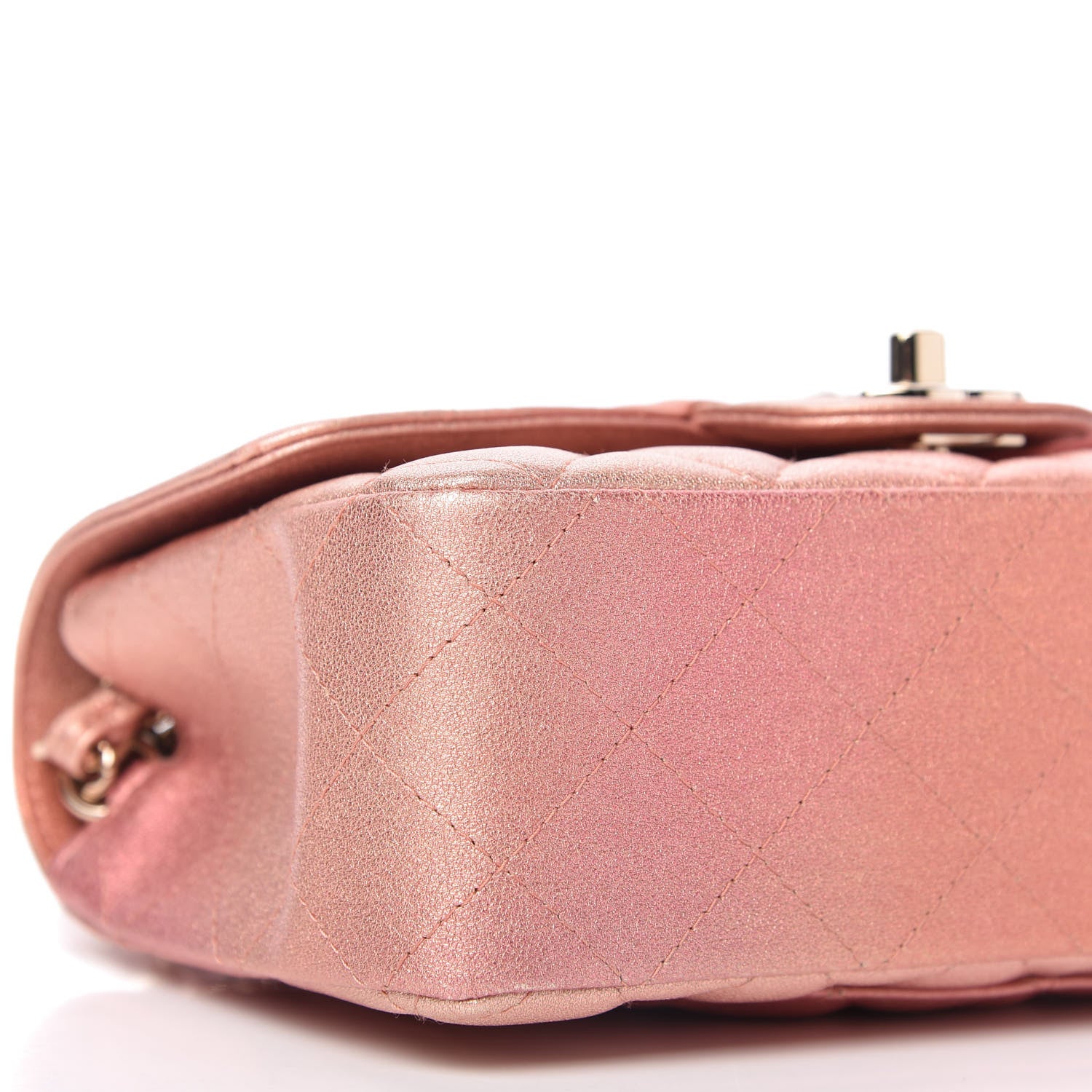 Chanel Metallic Lambskin Quilted Ombre Mini Rectangular Flap Pink 6 of 11
