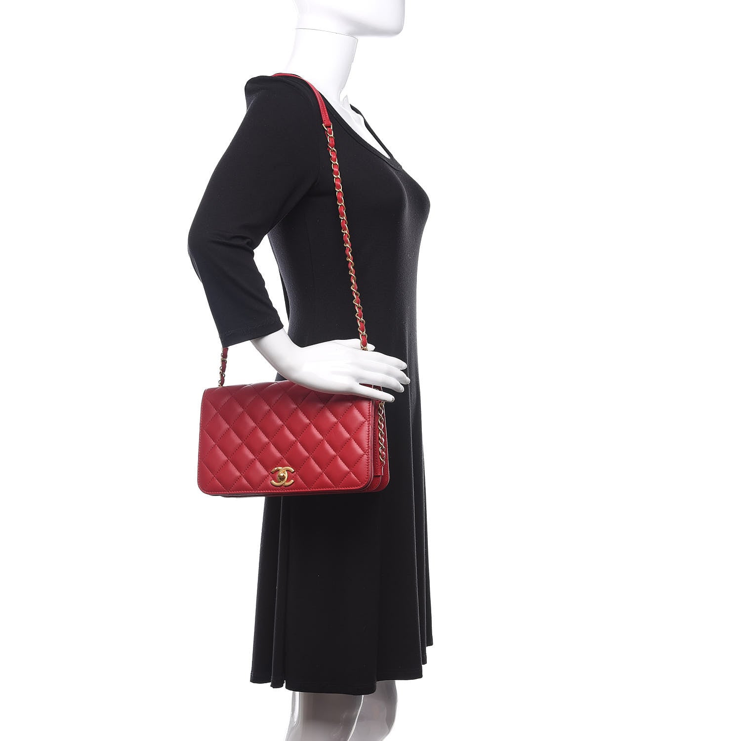 Chanel Calfskin Quilted Single Flap Bag Red 2 of 10