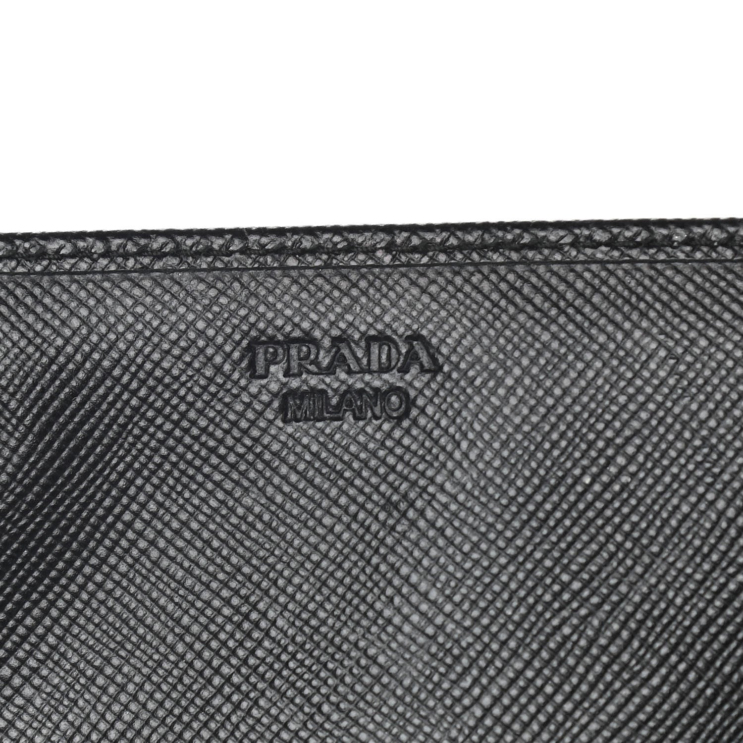 Prada Saffiano Triangle Continental Flap Wallet Black 6 of 13