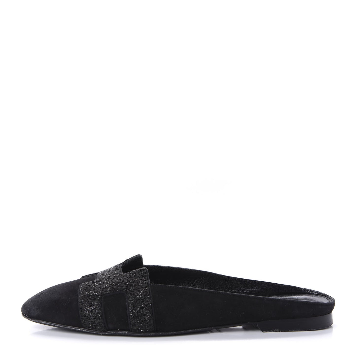 Suede Goatskin Crystal Roxane Mules 36 Black