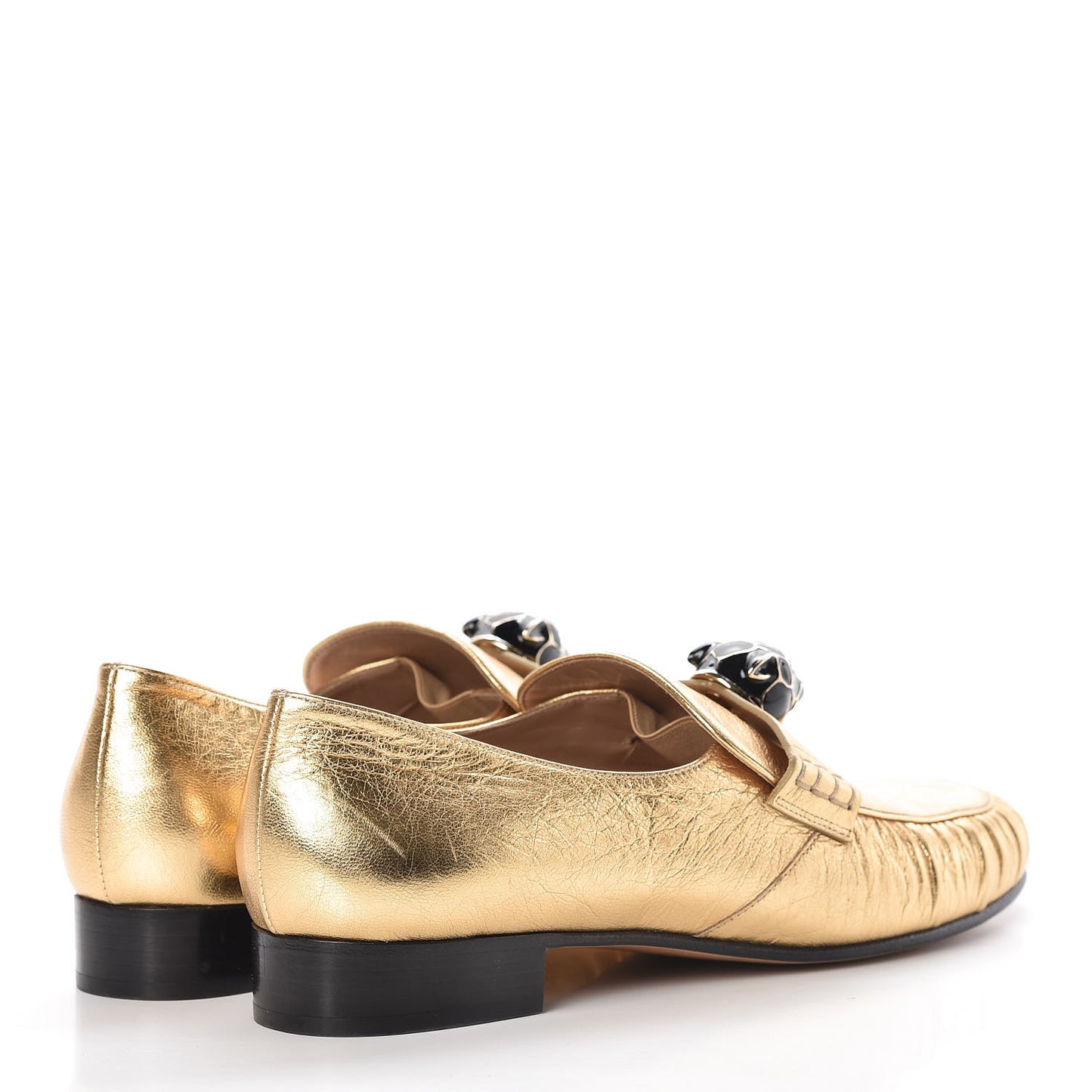 Metallic Nappa Panther Loafers 40 Deep Gold