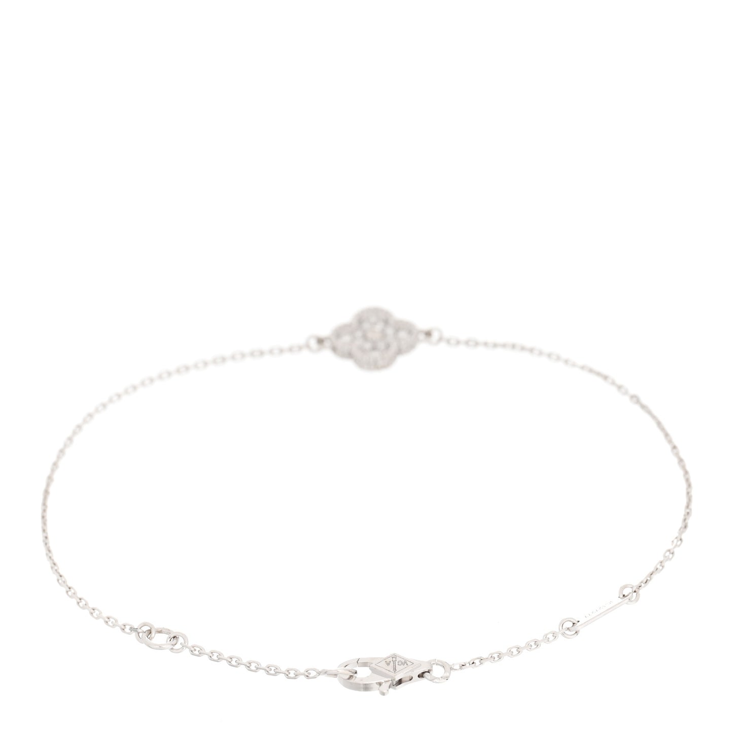 18K White Gold Diamond Sweet Alhambra Bracelet