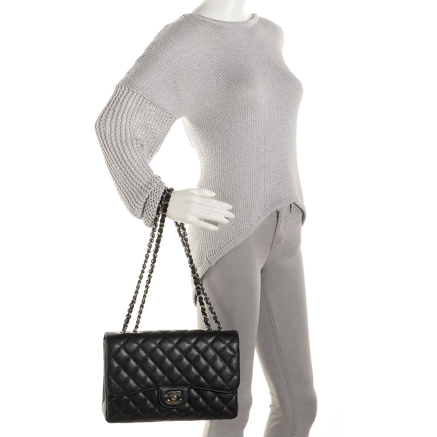 Caviar Jumbo Single Flap Black