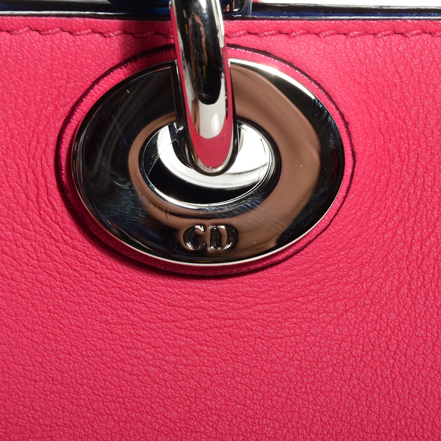 Christian Dior Calfskin Python Small Diorissimo Bag Fuchsia 9 of 9