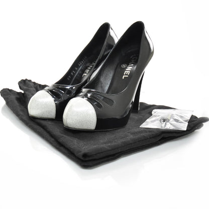 Chanel Patent Glitter Cap Toe Pumps 36 4 of 9