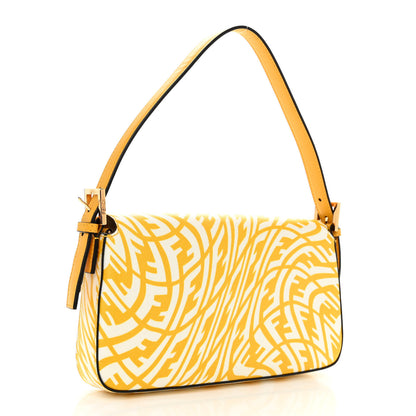 Fendi X SARAH COLEMAN Glazed Canvas Vitello King FF Vertigo Baguette 1997 Mimosa White 3 of 9
