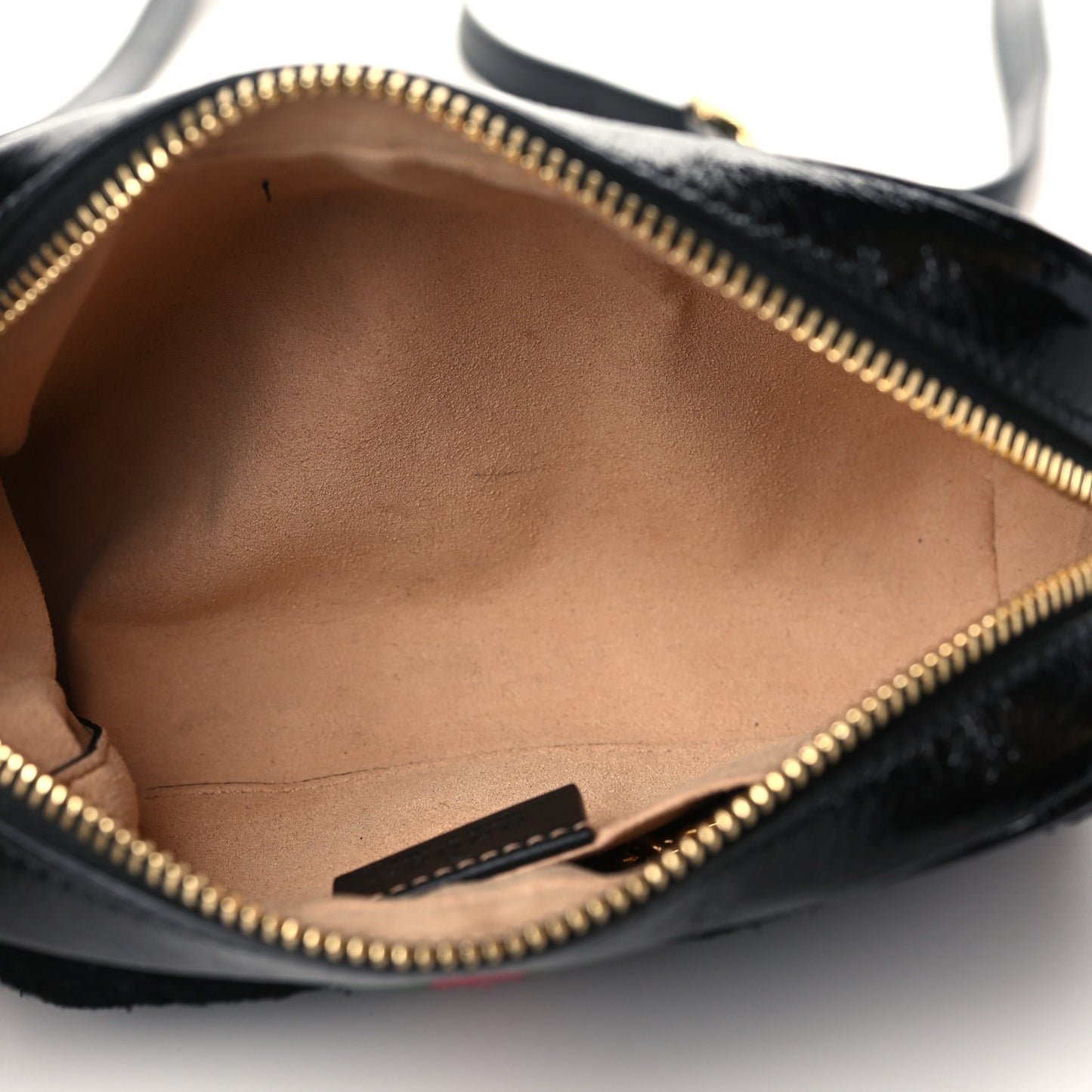 Suede Patent Web Mini Ophidia Shoulder Bag Black