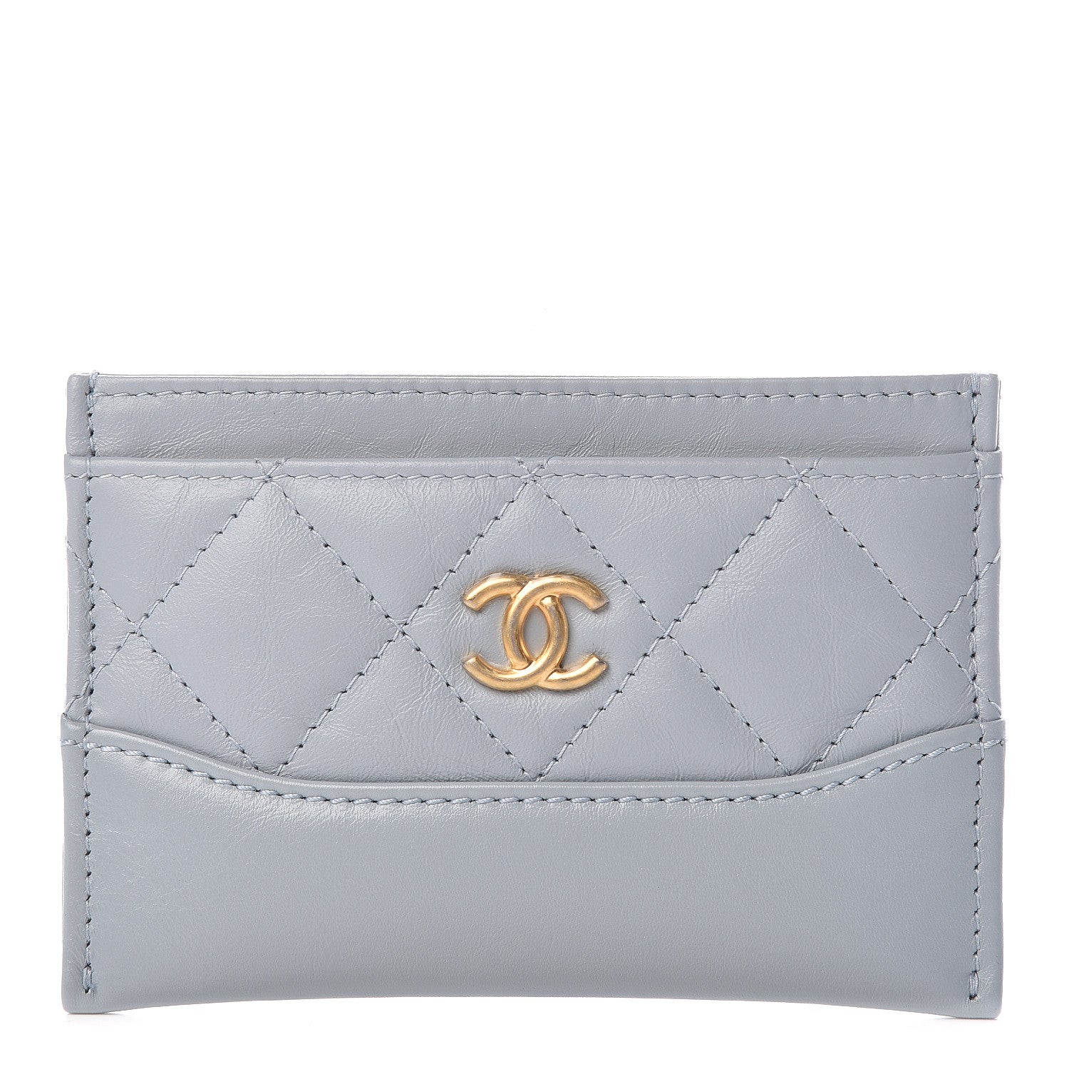 Chanel Aged Calfskin Quilted Gabrielle Card Holder Wallet Light Blue 1 of 9