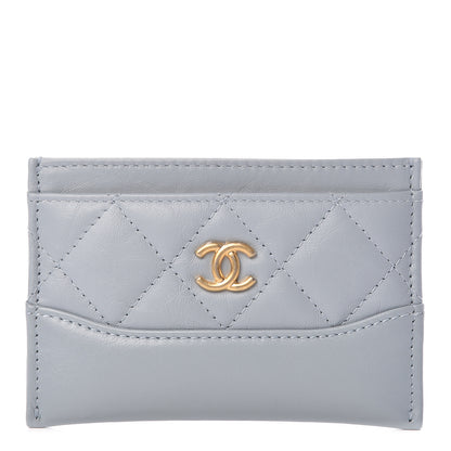 Chanel Aged Calfskin Quilted Gabrielle Card Holder Wallet Light Blue 1 of 9