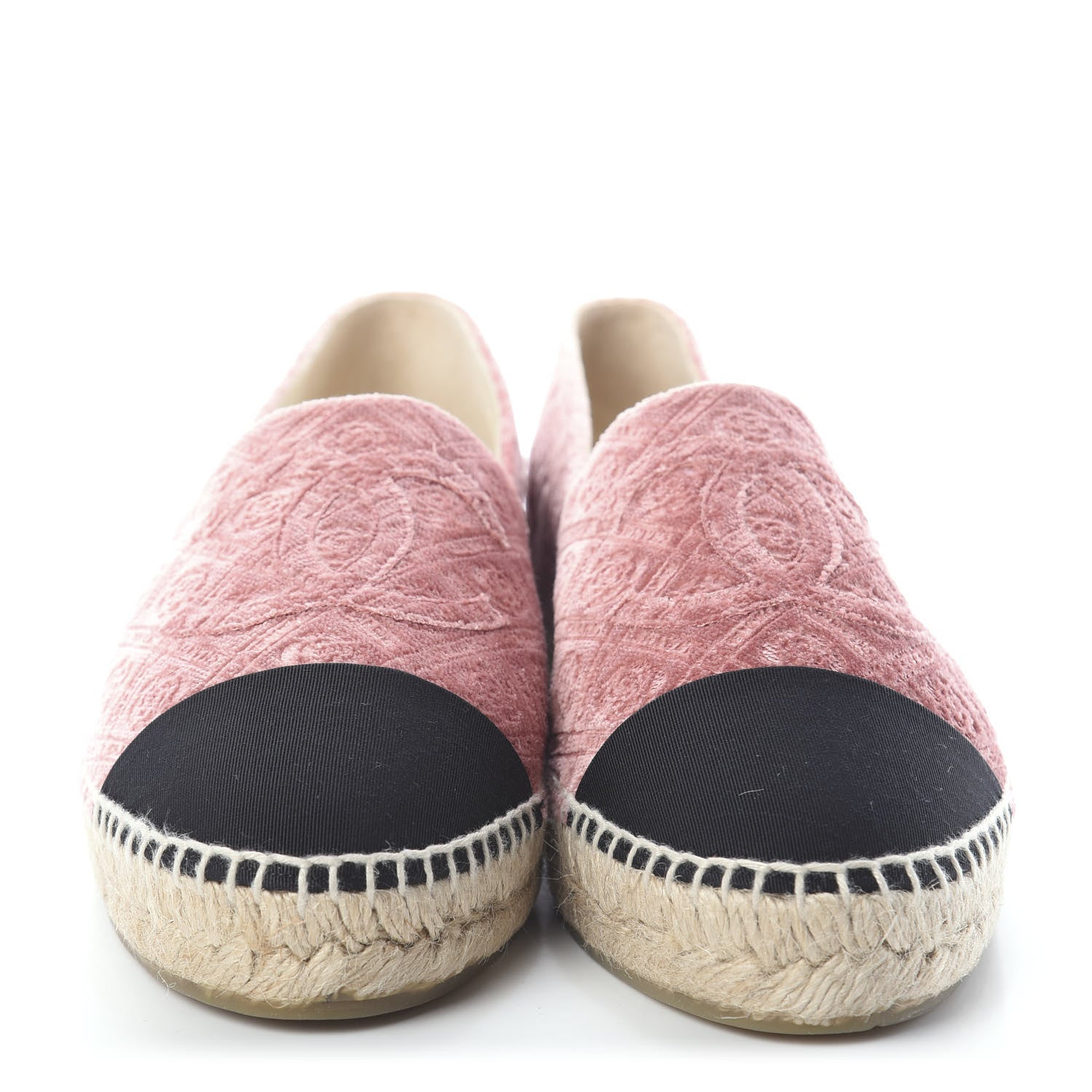 Chanel Velvet Grosgrain Quilted Camellia CC Espadrilles 42 Pink Black 2 of 7