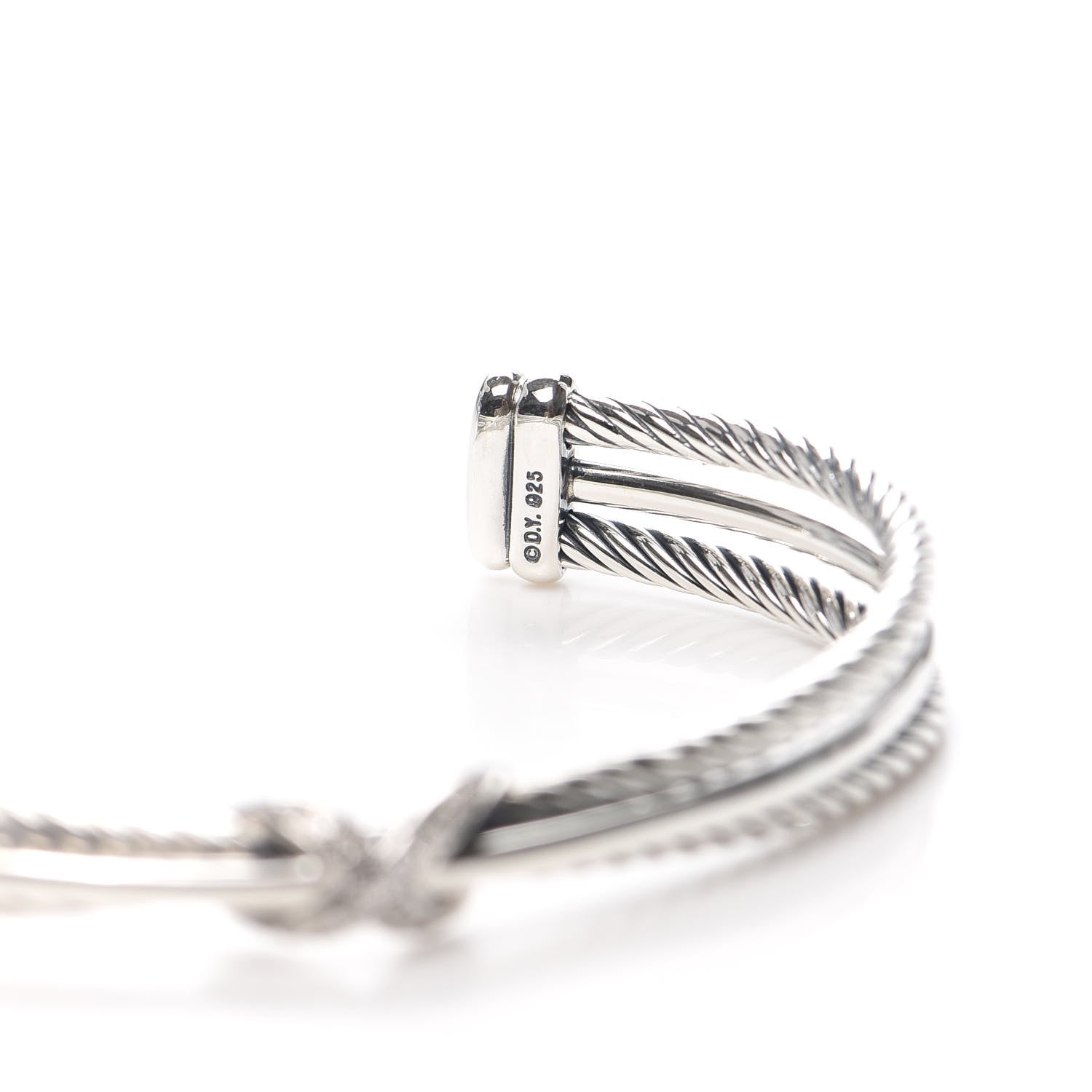 David Yurman Sterling Silver Diamond 7mm Crossover X Bracelet 4 of 4