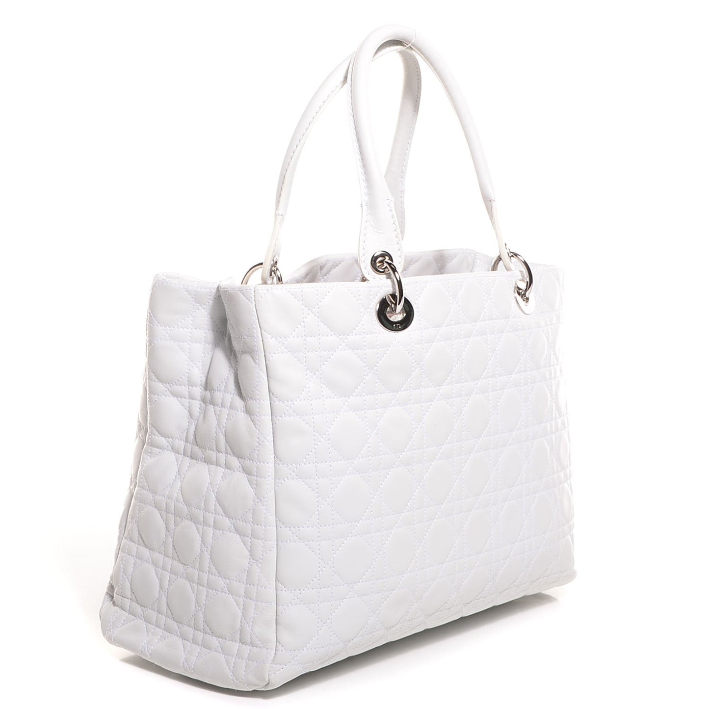 Lambskin Cannage Large Soft Lady Dior Shopping Tote White
