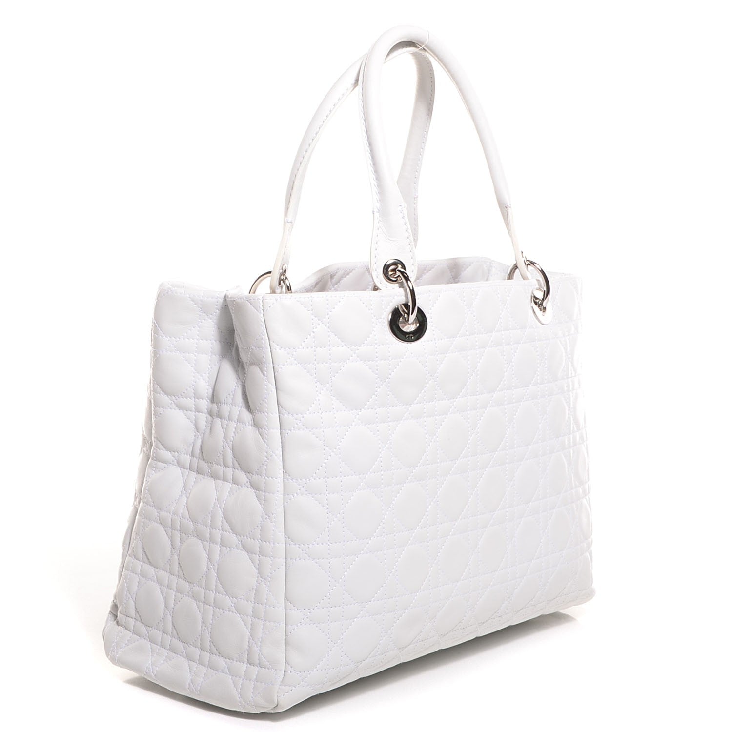 Christian Dior Lambskin Cannage Large Soft Lady Dior Shopping Tote White 3 of 8