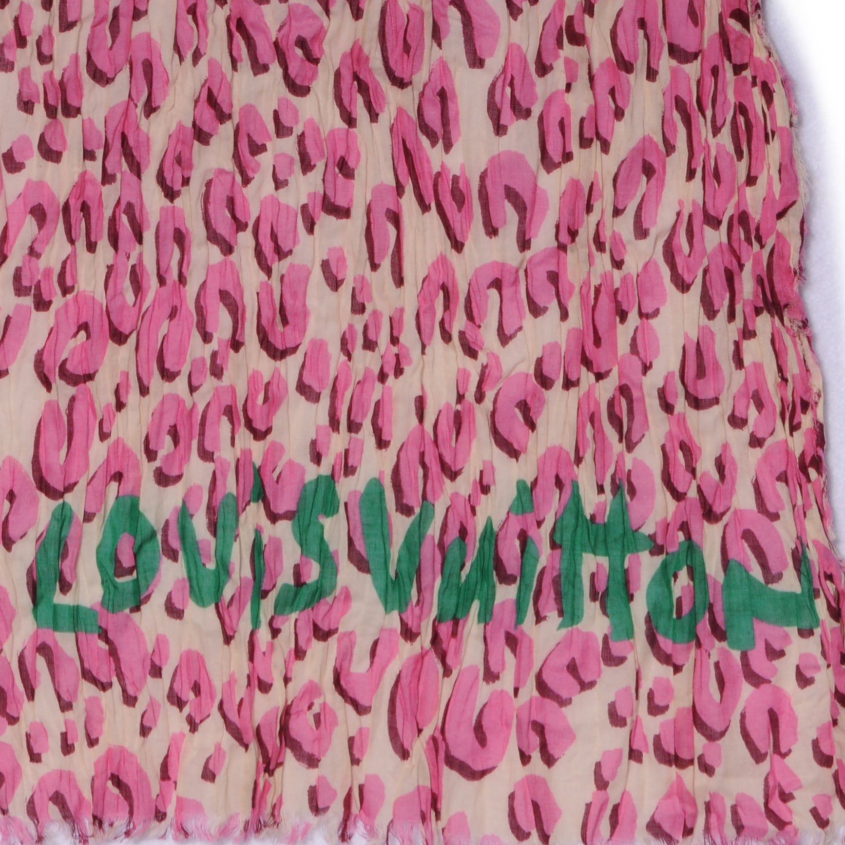 Louis Vuitton Cotton Leopard Scarf Blanc Corail 4 of 6