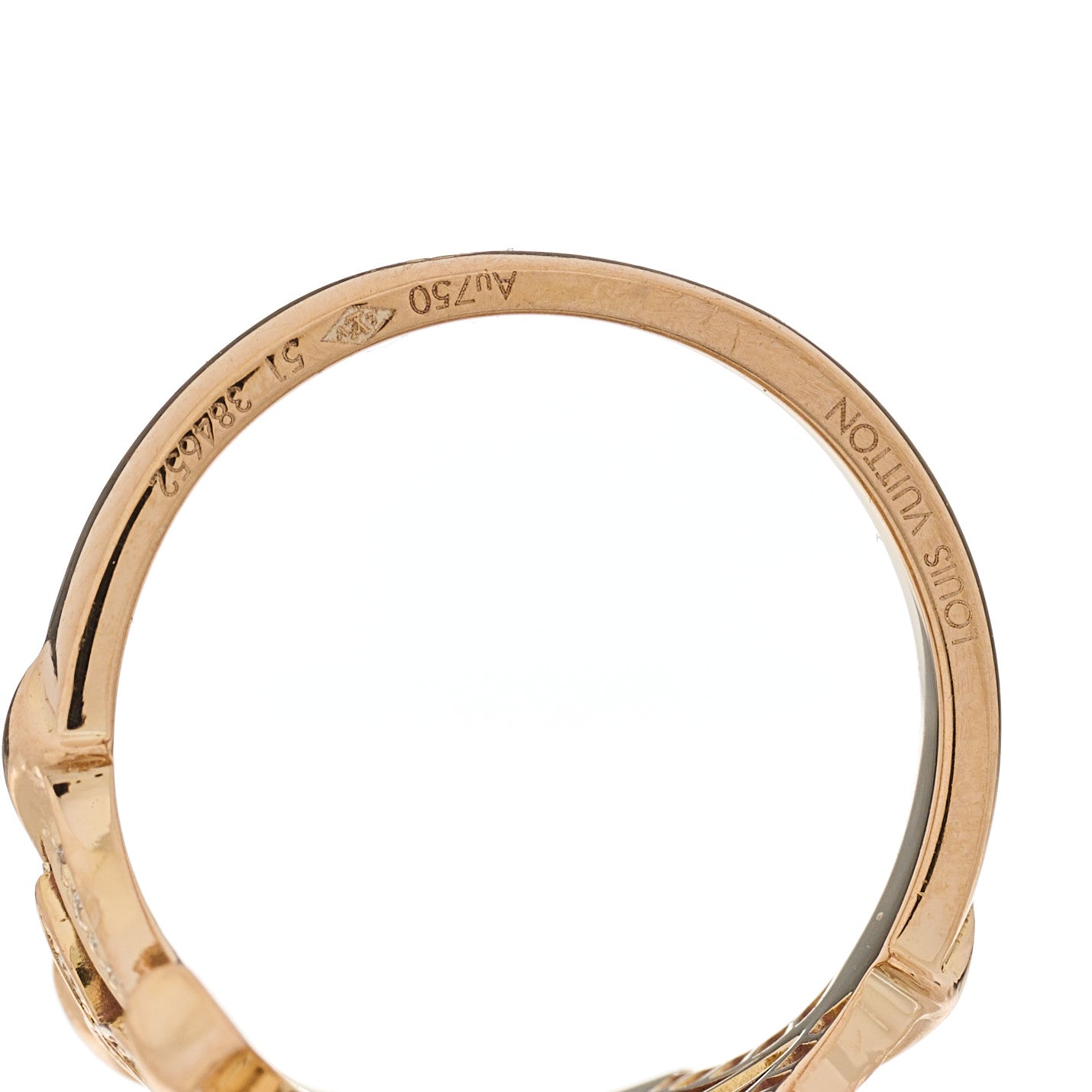 18K Rose Gold Diamond Dentelle de Monogram Ring 50 5.5