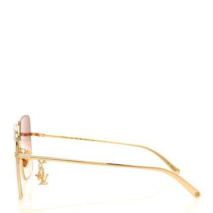 Louis Vuitton Metal LV Charm Square Sunglasses Z1719U Gold 3 of 8