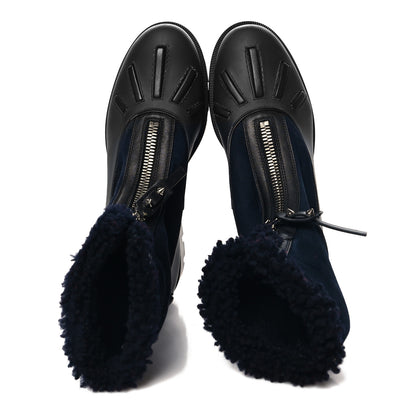 Christian Louboutin Kid Calfskin Suede Rubber Shearling Glory Duck Flat Boot 37 Black 2 of 9