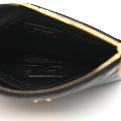 Saint Laurent Calfskin Matelasse Chevron Monogram A5 Wristlet Black 5 of 8
