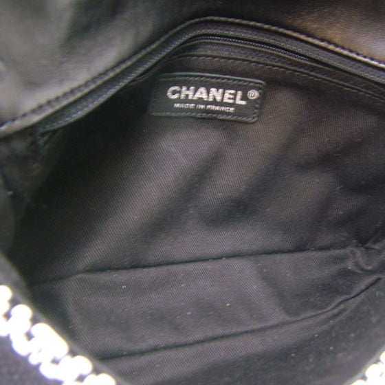 Woven Tweed Small Flap Black