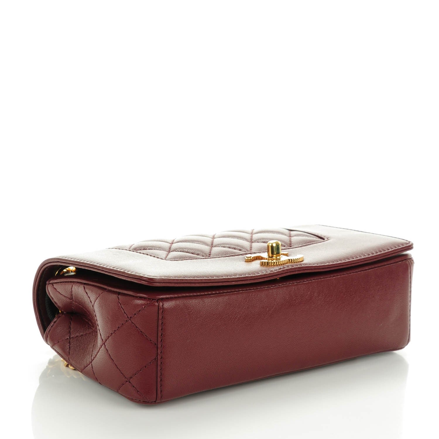 Chanel Sheepskin Quilted Small Mademoiselle Vintage Flap Dark Red 4 of 9