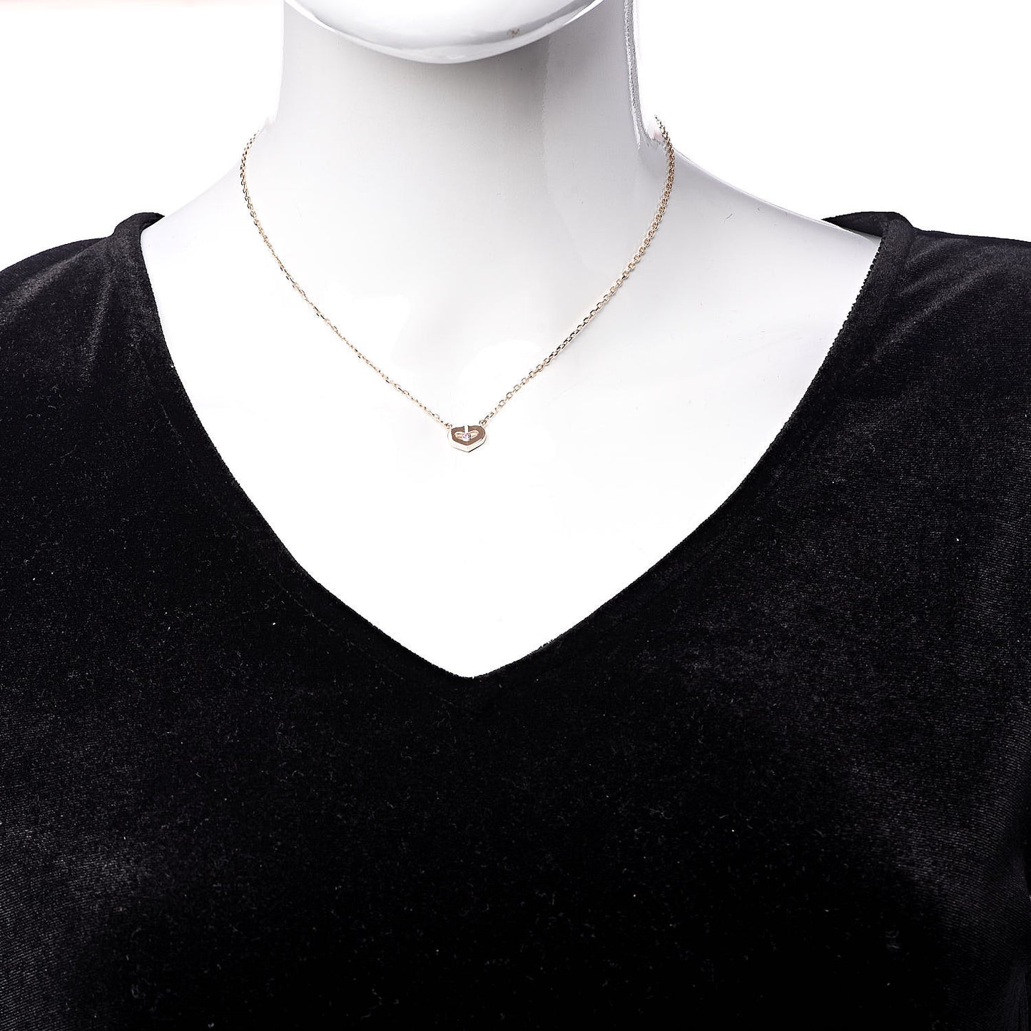 18K Pink Gold Pink Sapphire XS Hearts and Symbols Necklace