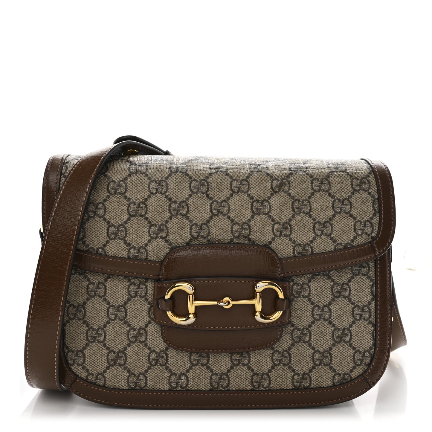 GG Supreme Monogram Horsebit 1955 Shoulder Bag Beige Brown Sugar