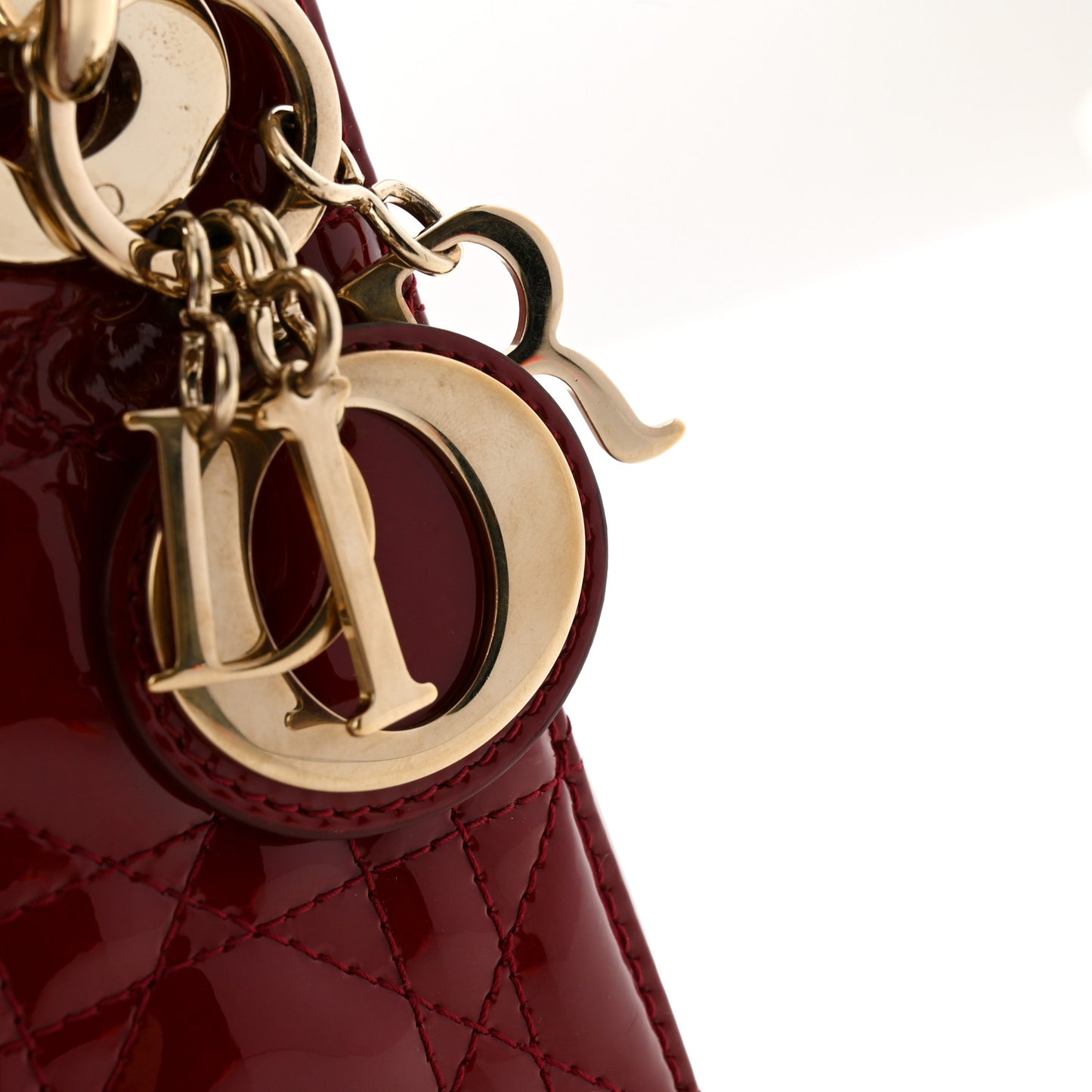 Patent Cannage Mini Lady Dior Red