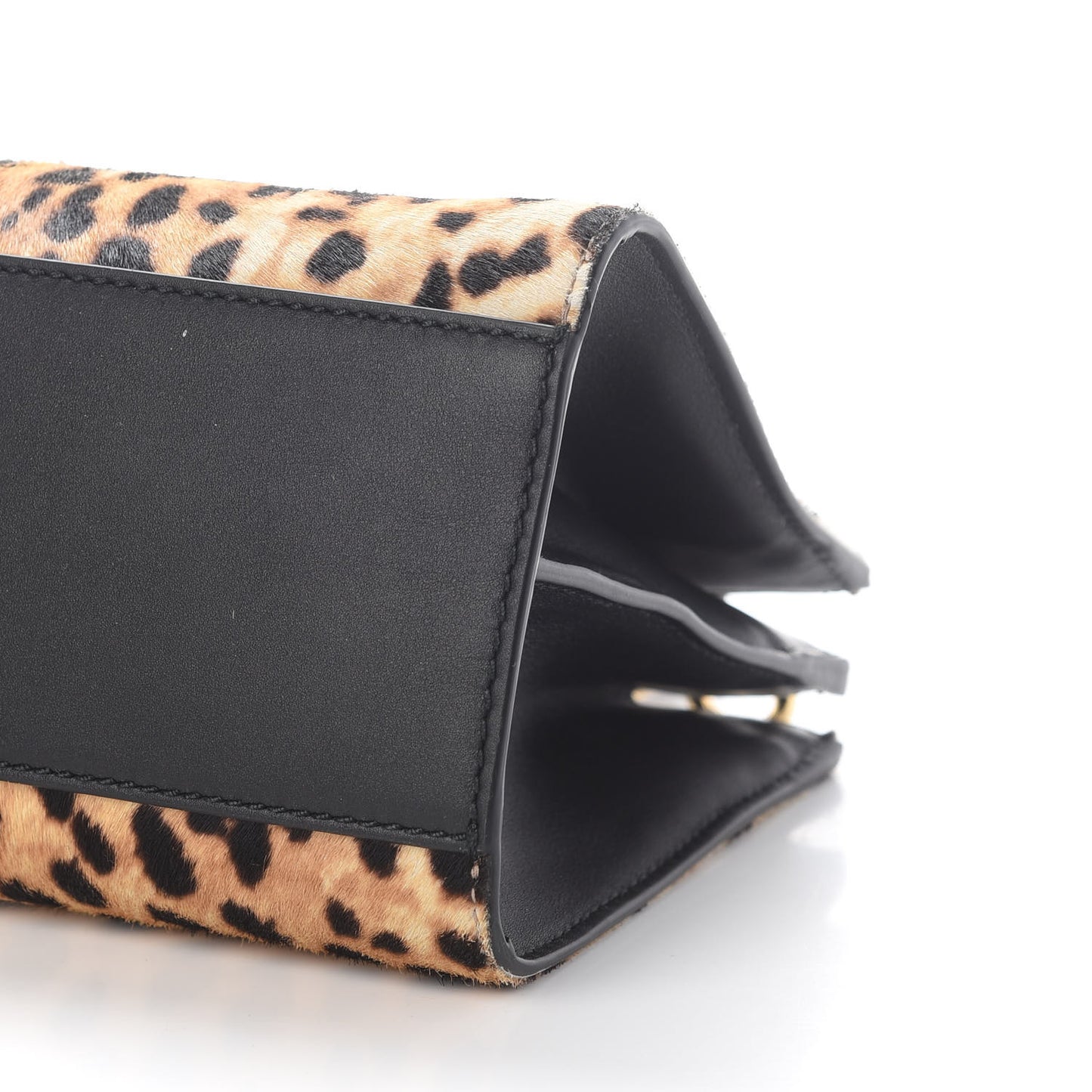 Calf Hair Bamboo Web Leopard Print Mini Nymphaea Top Handle Bag