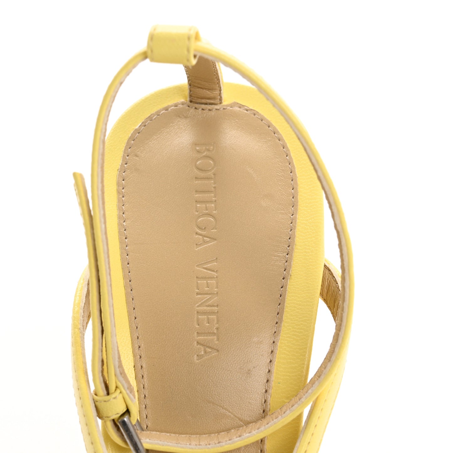Lambskin Stretch Multi Strap 90mm Sandals 38 Lemonade