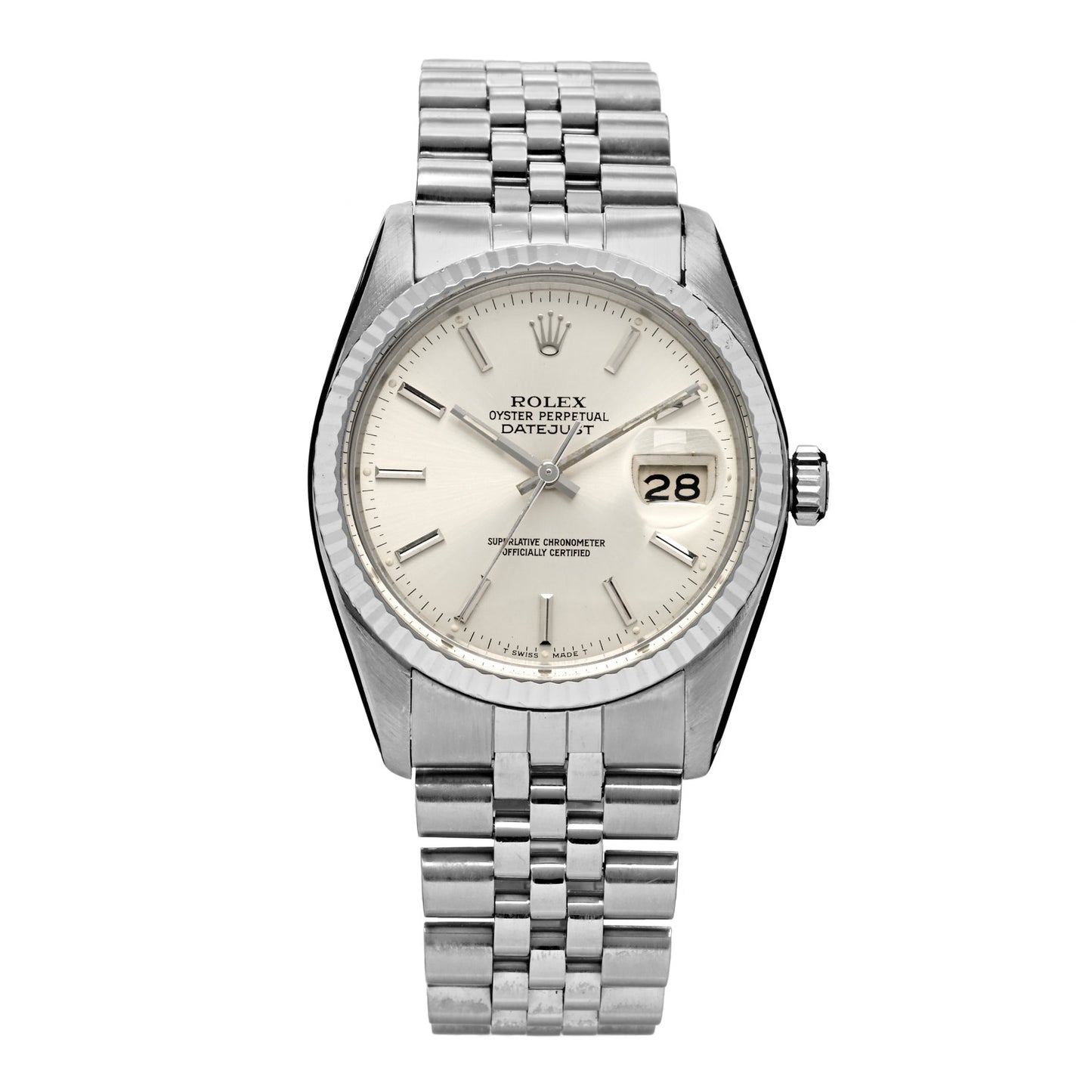 Stainless Steel 18K White Gold 36mm Oyster Perpetual Datejust Watch Silver 16014