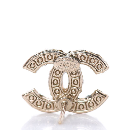 Chanel Pearl Crystal CC Earrings Light Gold 3 of 5