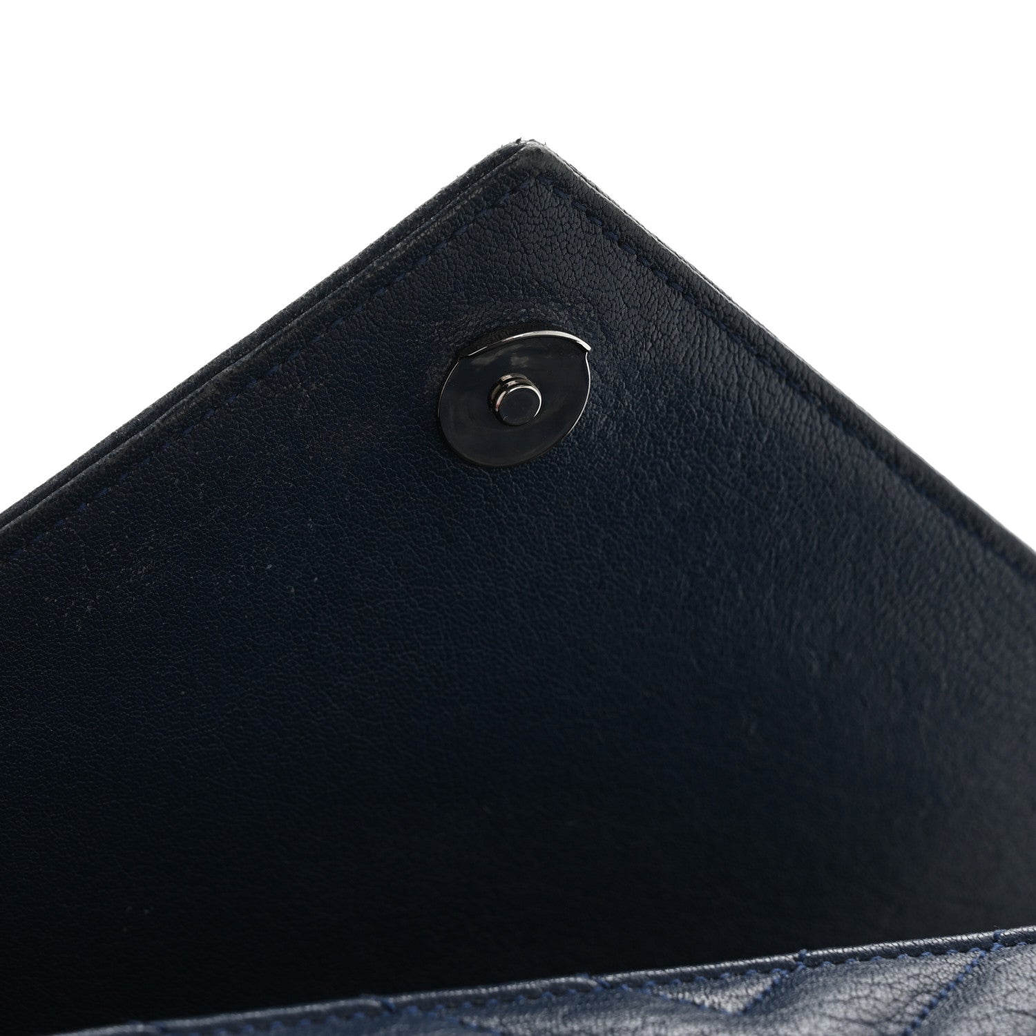 Saint Laurent Sheepskin Matelasse Chevron Monogram Medium College Bag Navy 12 of 15