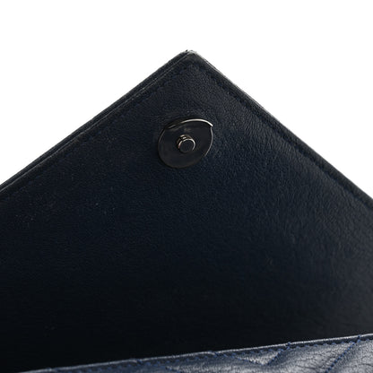Saint Laurent Sheepskin Matelasse Chevron Monogram Medium College Bag Navy 12 of 15