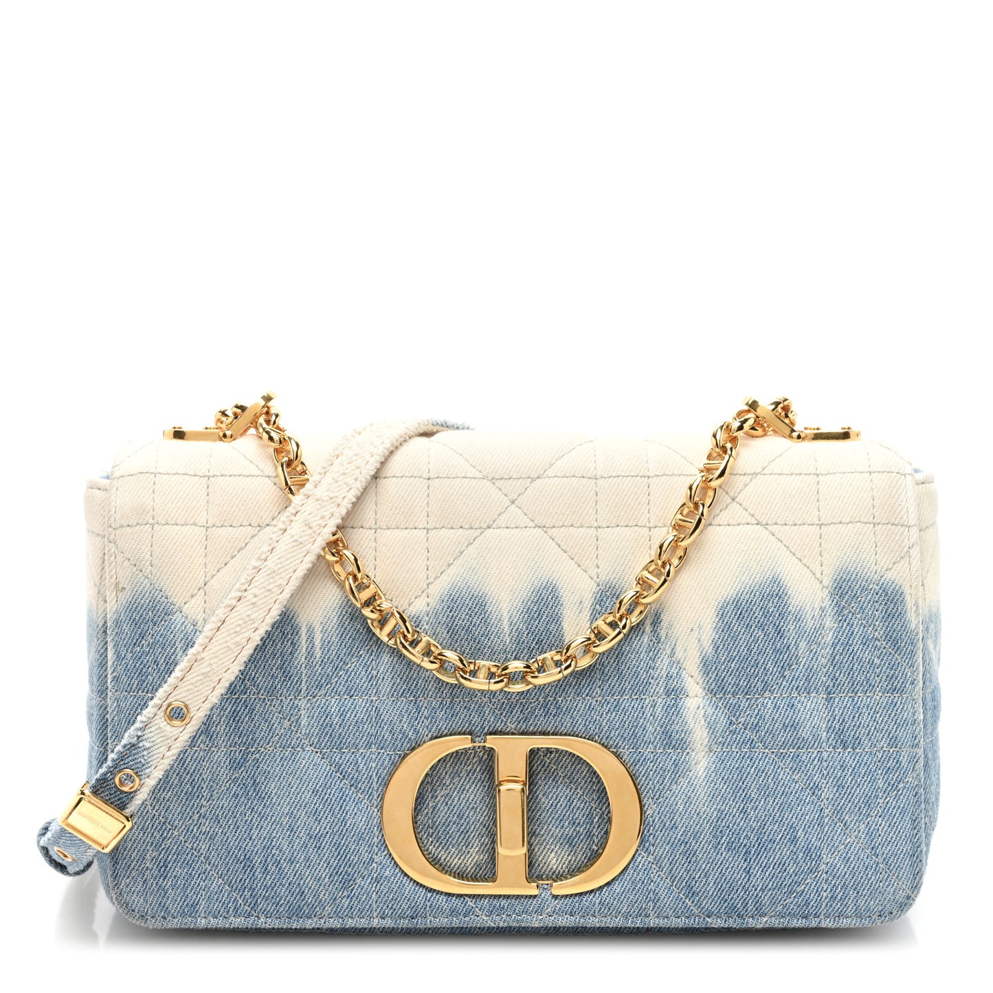 Denim Macrocannage Tie Dye Cannage Small Caro Bag White Blue