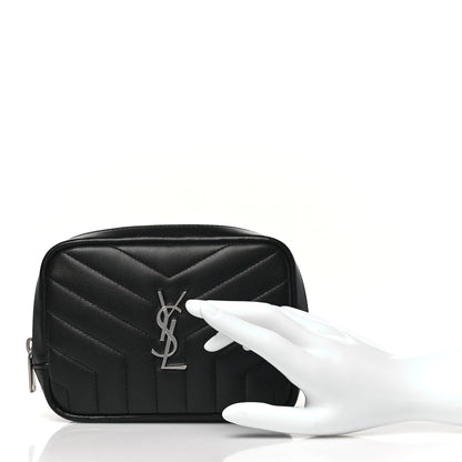 Saint Laurent Lambskin Y Quilted Monogram Loulou Cosmetic Case Black 3 of 11